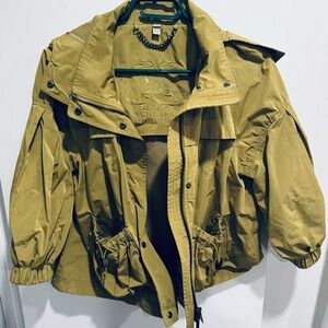 Burberry bell sleeve jacket coat windbreaker cropped apple green hood utility 12